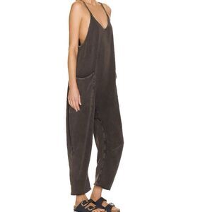 Free People FP Movement Jumpsuit Hot Shot One Piece Sz M Gray Wash Boho Slouchy